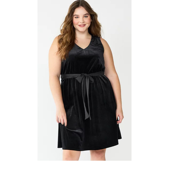 Draper James RSVP Plus Size Sleeveless Knot-Waist Velvet Dress Size 2X NWT - Picture 1 of 4